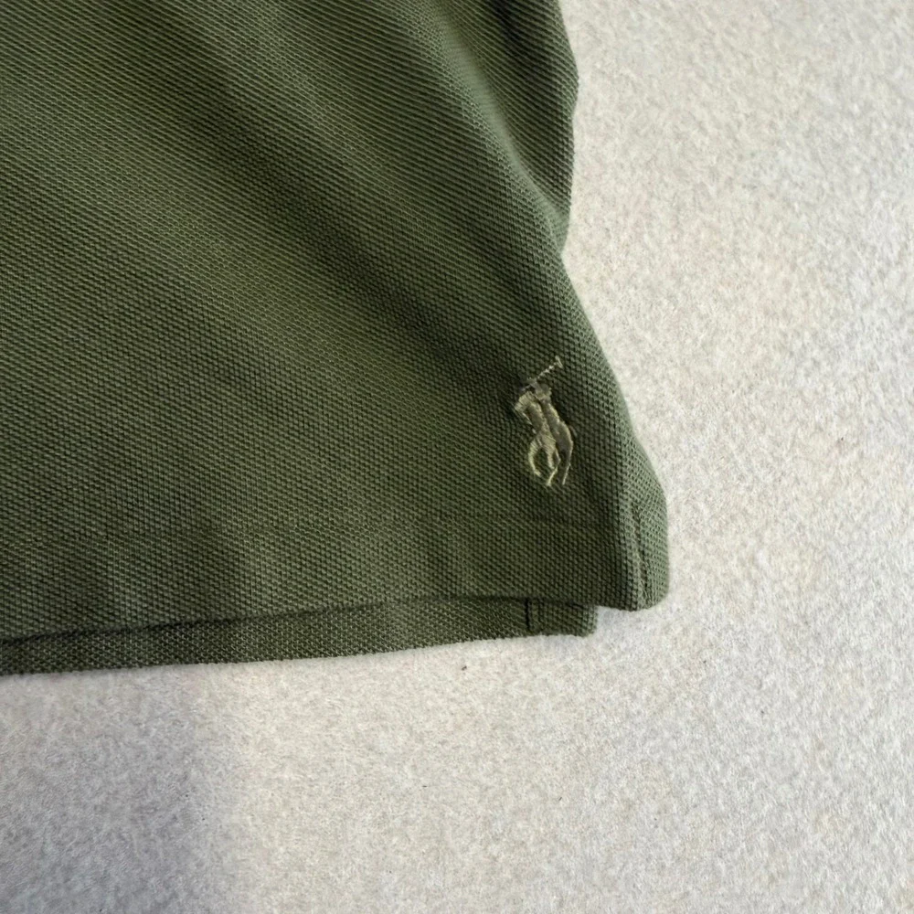 Polo Ralph Lauren Mens Olive Green Pique Hoodie Contrast Pocket Long Sleeve LG